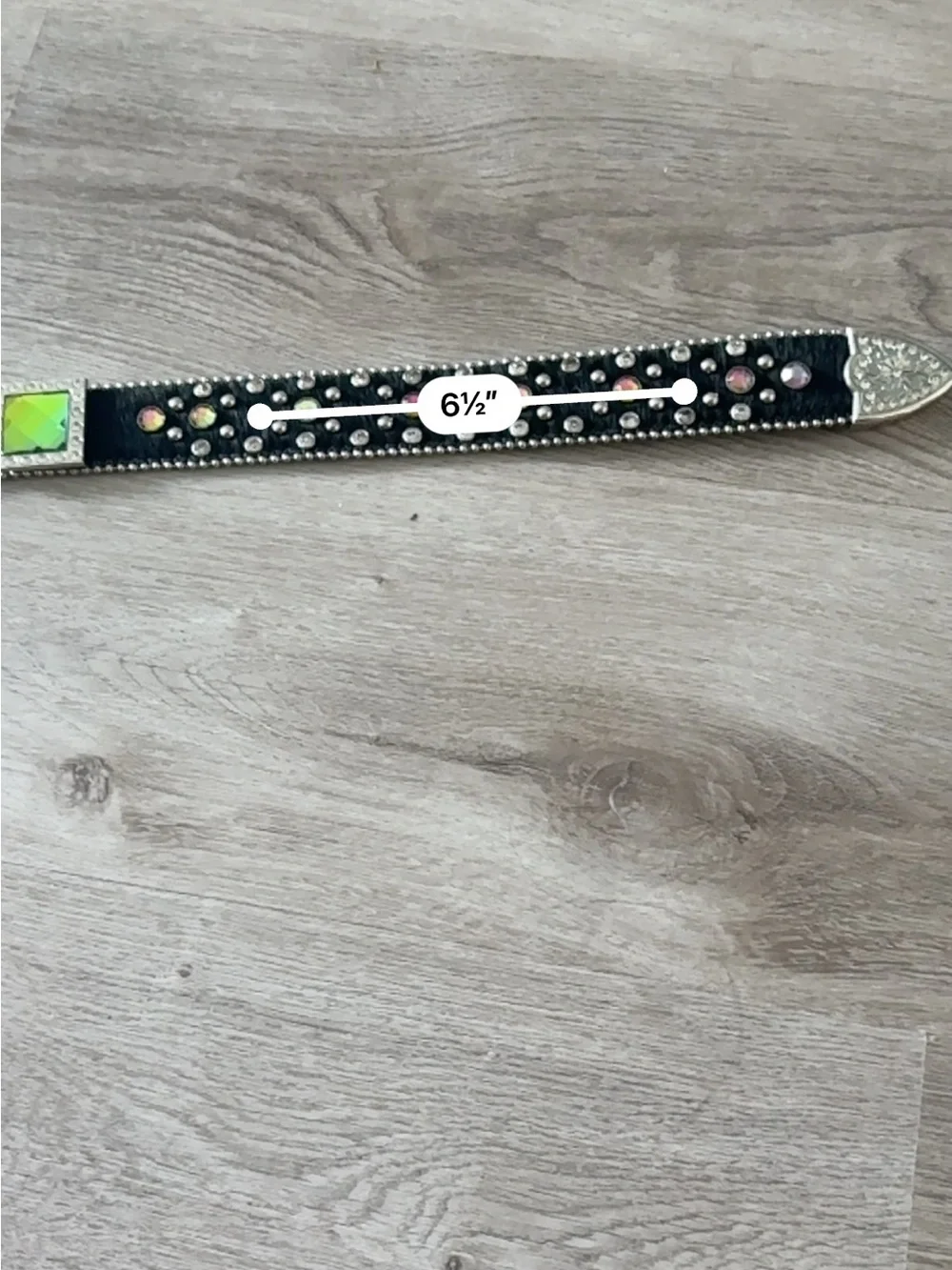 Studded Black Western-Style Women's Belt with Gem Accent